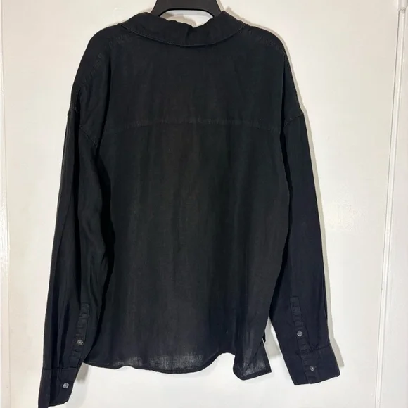 James Perse Linen Oversized Capsule Wardrobe Lightweight Shirt In Black Size 1/S - Picture 9 of 13